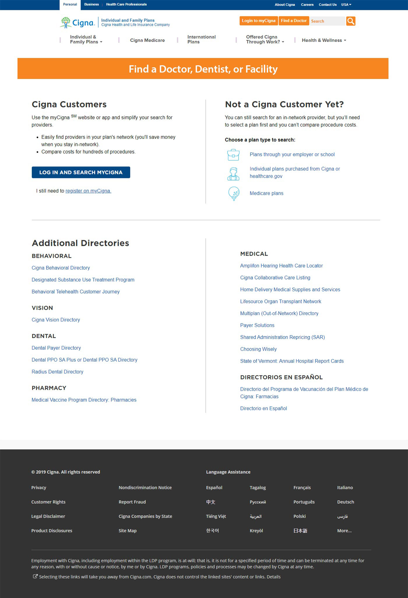 Cigna - Directory Mockup