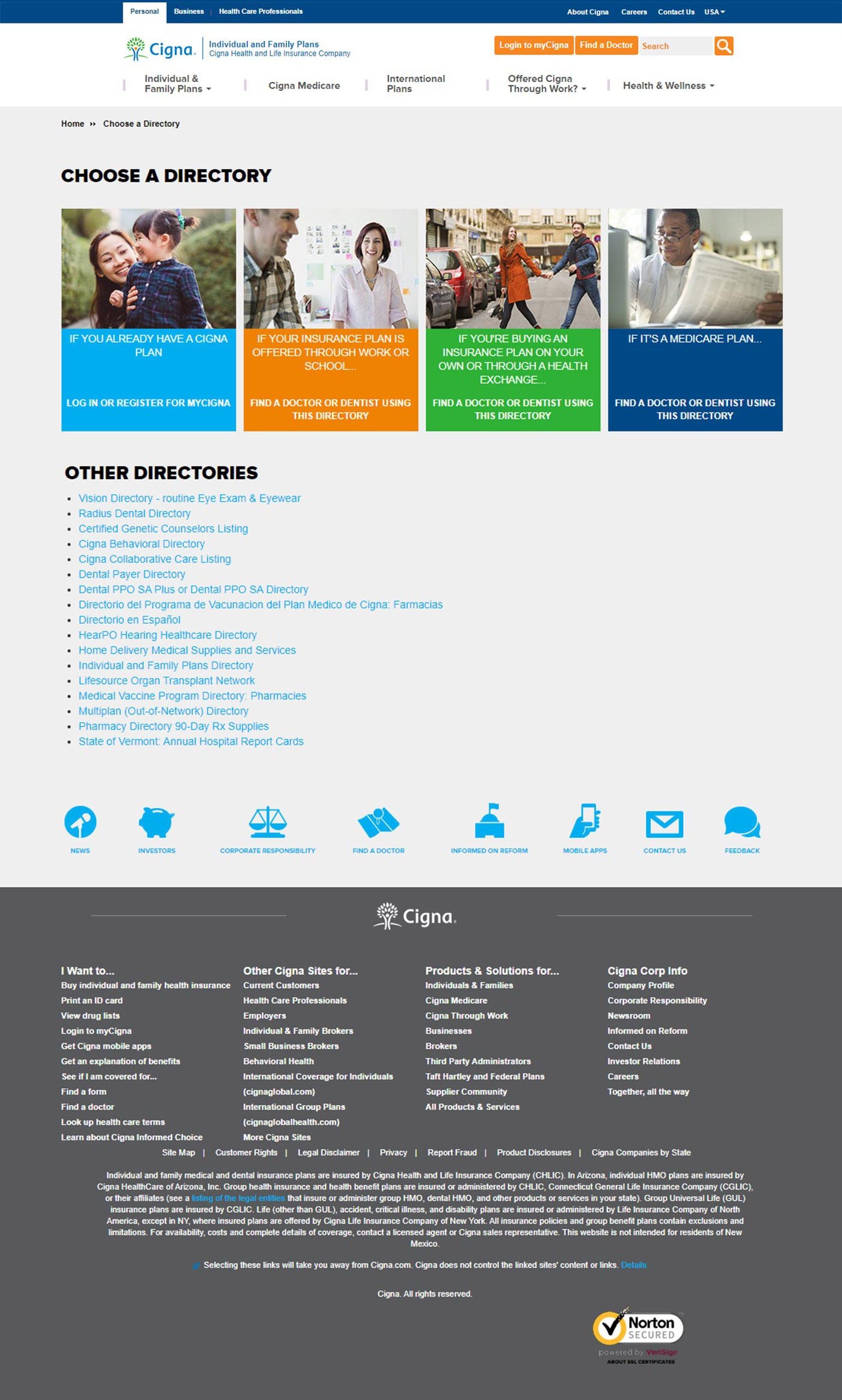 Cigna IFP Landing Page - Before